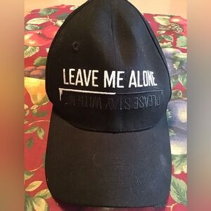 TMR 1C LEAVE ME ALONE HAT NWOT OS BLACK PLEASE STAY WITH ME TRACO RUNNING